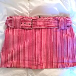 Vintage 90s Plush Velour Striped Mini Skirt Mod 60s Candy Raver Festival